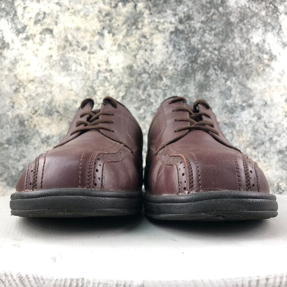 OrthoFeet Men\'s Size 13 2E WIDE Gramercy Brown Leather Dressy Oxfords Shoes 467